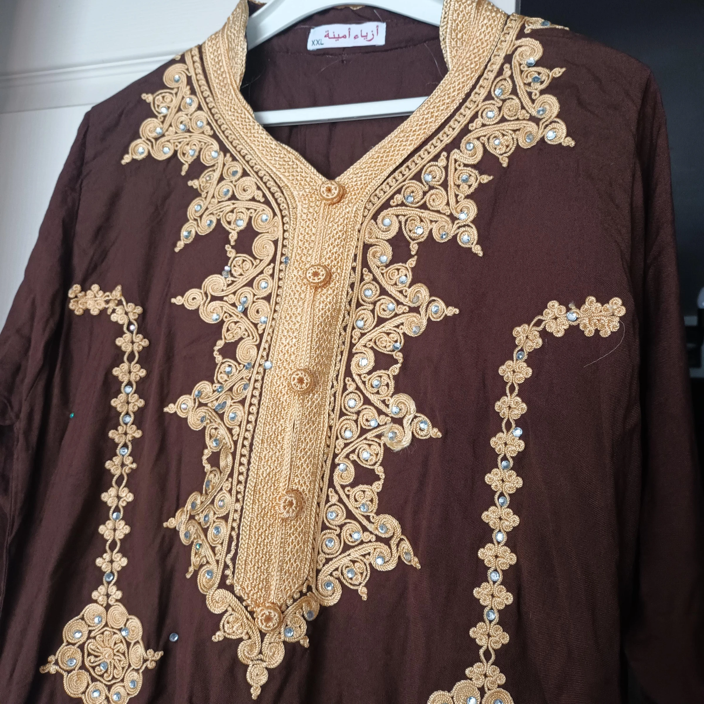 Sublime caftan tuniek met oosterse inspiratie, borduurwerk, maat T44, katoen en split aan de zijkant – photo 7